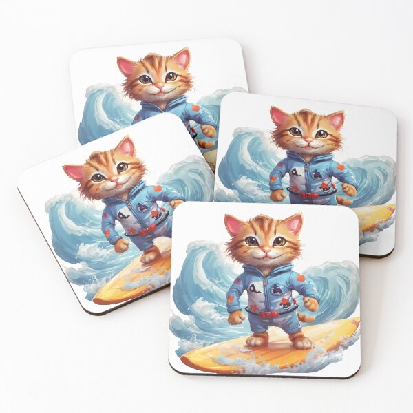 Item preview, a cute cat  Surfing in  Sea designed and sold by chathai.