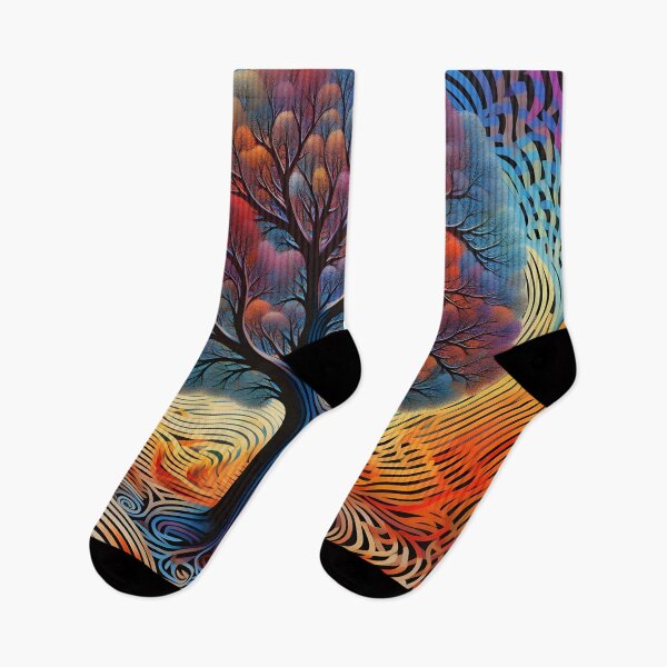 Item preview, Abstract Optical Art colorful tree print designed and sold by dcrc.