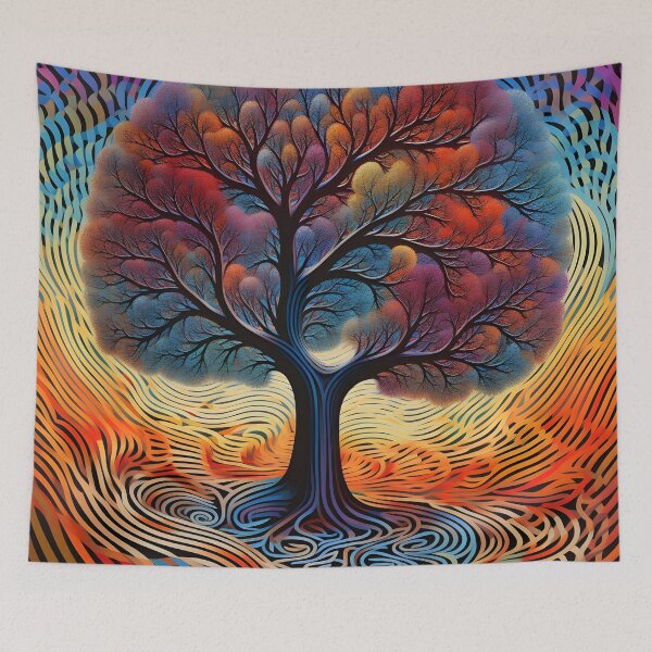 Item preview, Abstract Optical Art colorful tree print designed and sold by dcrc.