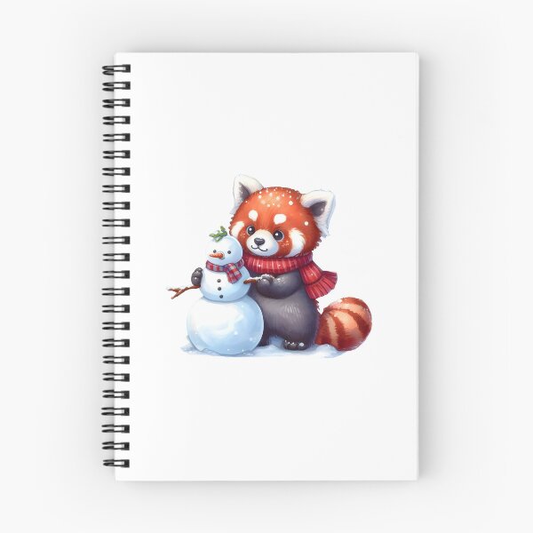 Aperçu de l'œuvre Panda roux d'hiver et un bonhomme de neige créée et vendue par PixelsNonstop.