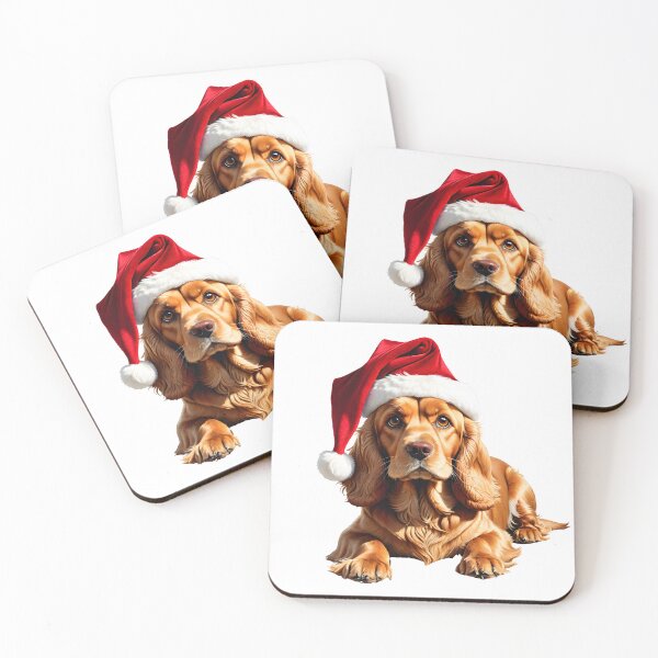 Item preview, Golden Cocker Spaniel with Christmas Hat designed and sold by Petalandfur.
