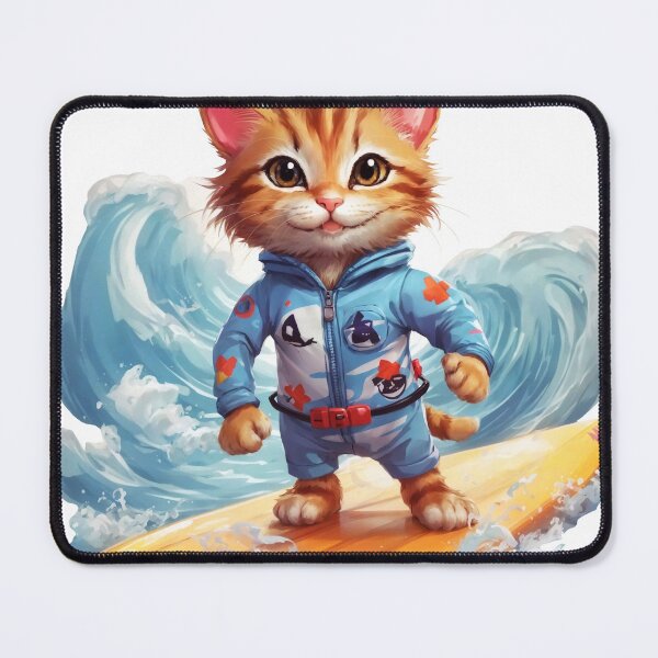 Item preview, a cute cat Surfing in Sea designed and sold by chathai.