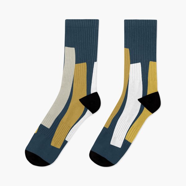 Item preview, Atomic Age Mid Century Modern Big Funky Blocks Navy, Mustard designed and sold by trdstudio.