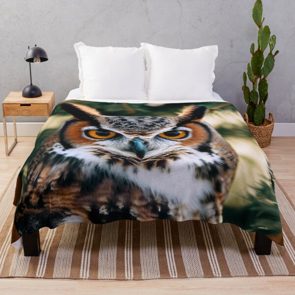 Item preview, Horned Owl in a Pine Tree portrait designed and sold by CattyCornerPOD.