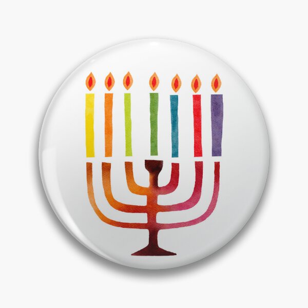Item preview, Rainbow Menorah - Shabbat Shalom, in Watercolor designed and sold by YonderAndBeyond.