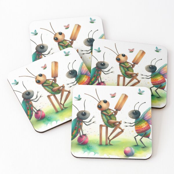 Item preview, Crickets Playing Cricket Funny Cute Colorful Digital Watercolor Sweet Happy Sports Gift designed and sold by ElegantTeaTime.