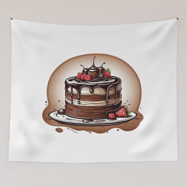 Item preview, Indulgent Delight: Chocolate Cake with Fresh Strawberries designed and sold by Fenomena Designs.