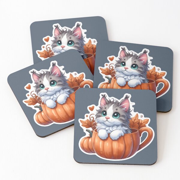 Item preview, A gray maine coon kitten in a pumpkin cup. designed and sold by shirtsmugslife.