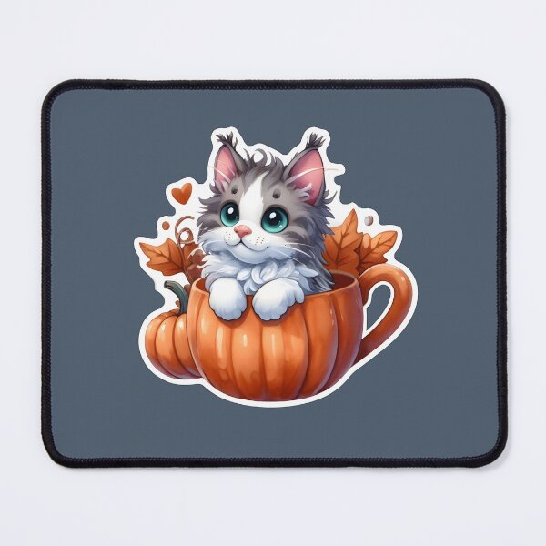Item preview, A gray maine coon kitten in a pumpkin cup. designed and sold by shirtsmugslife.