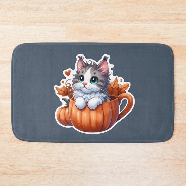 Item preview, A gray maine coon kitten in a pumpkin cup. designed and sold by shirtsmugslife.