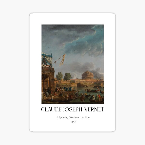 Item preview, A Sporting Contest on the Tiber in Rome by Claude Joseph Vernet - Vintage Landscape Poster designed and sold by EMWebDesign.