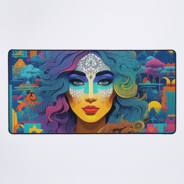Item preview, The abstract psychedelic multicolored face of a woman with classic features designed and sold by JaroDesign2023.