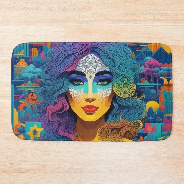Item preview, The abstract psychedelic multicolored face of a woman with classic features designed and sold by JaroDesign2023.