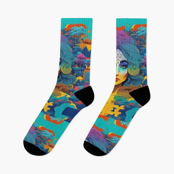 Item preview, The abstract psychedelic multicolored face of a woman with classic features designed and sold by JaroDesign2023.