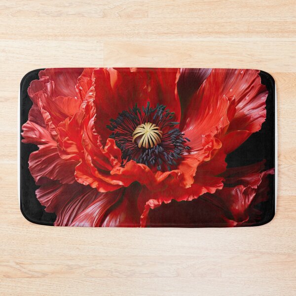Item preview, Prosperity Poppy oil painting in Scarlet Red designed and sold by Maryanne Chisholm Art & Apparel.