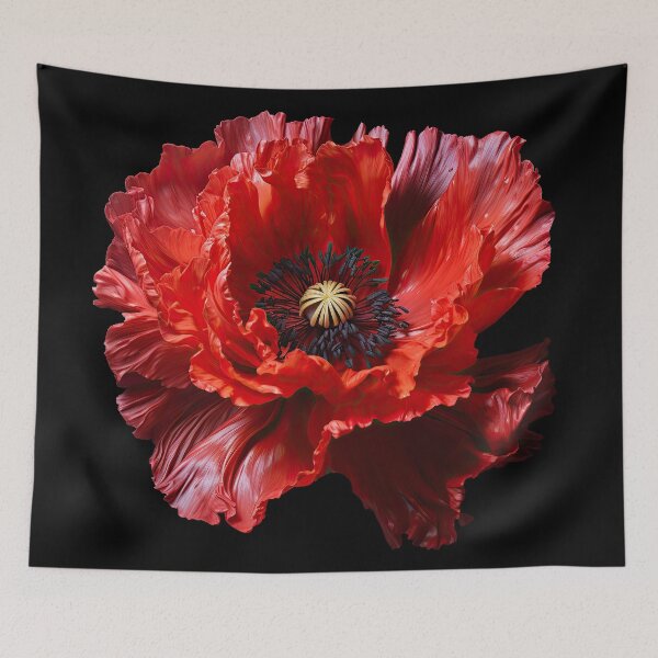 Item preview, Prosperity Poppy oil painting in Scarlet Red designed and sold by Maryanne Chisholm Art & Apparel.