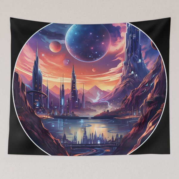 Item preview, Nebular ethereal futuristic city designed and sold by AI-Only Creations.