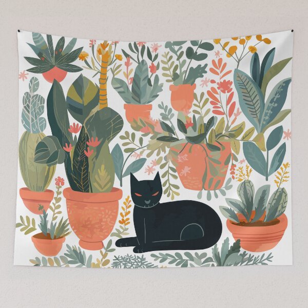 Item preview, Black cat in the garden designed and sold by BellaLawi.