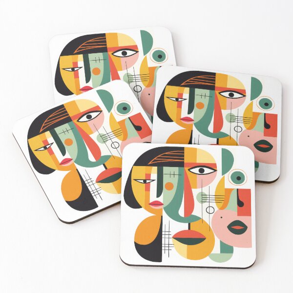 Item preview, Mid Century Modern Colorful Abstract Faces and Shapes designed and sold by GulDesignCo.