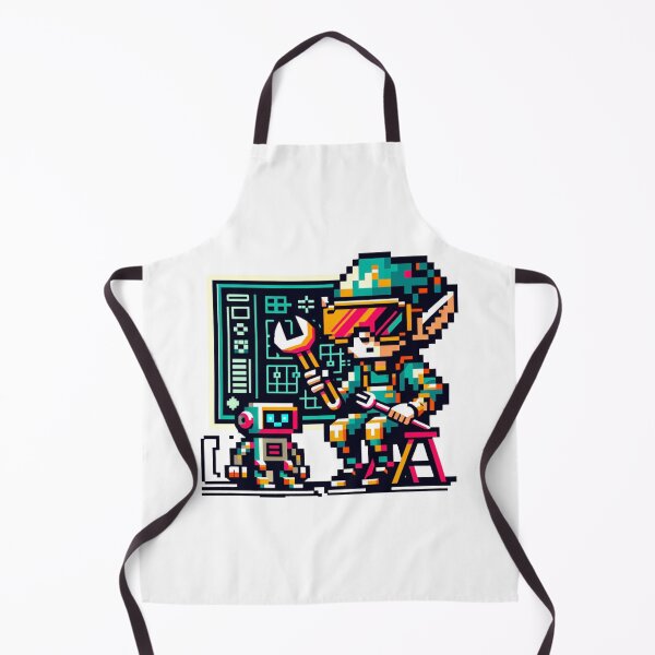 Item preview, Quirky 8-bit Pixel Art Cyberpunk Elf and Robot designed and sold by PixelPunkster.