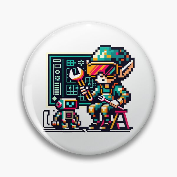 Item preview, Quirky 8-bit Pixel Art Cyberpunk Elf and Robot designed and sold by PixelPunkster.