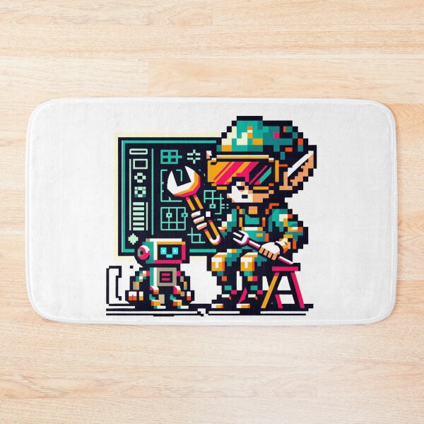 Item preview, Quirky 8-bit Pixel Art Cyberpunk Elf and Robot designed and sold by PixelPunkster.