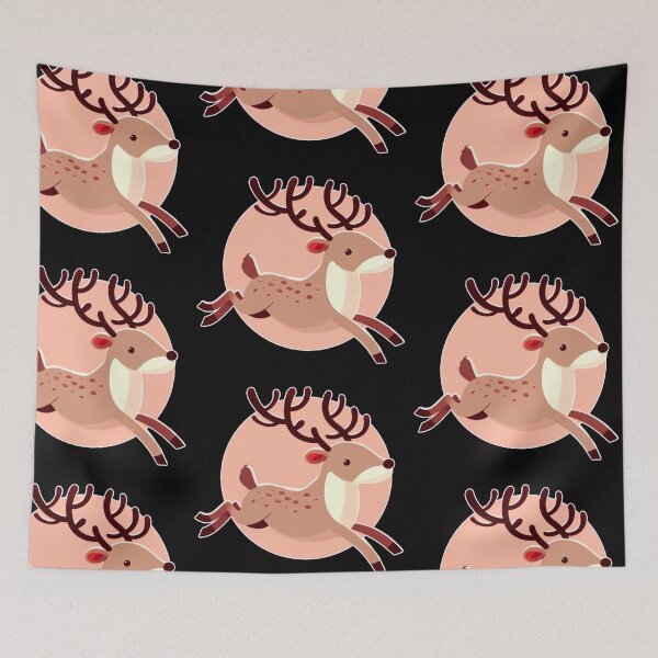 Item preview, Christmas Delivery Deer - Galloping Reindeer with Peach Background designed and sold by Star-Fragment.
