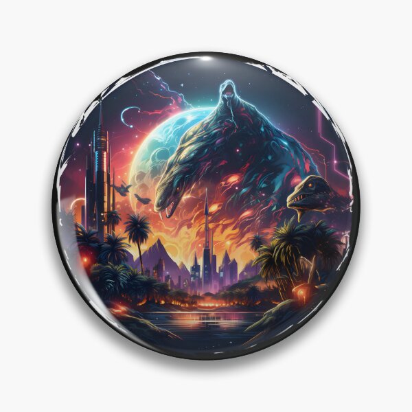 Item preview, Nebular ethereal futuristic city with dinosaurs designed and sold by AI-Only Creations.
