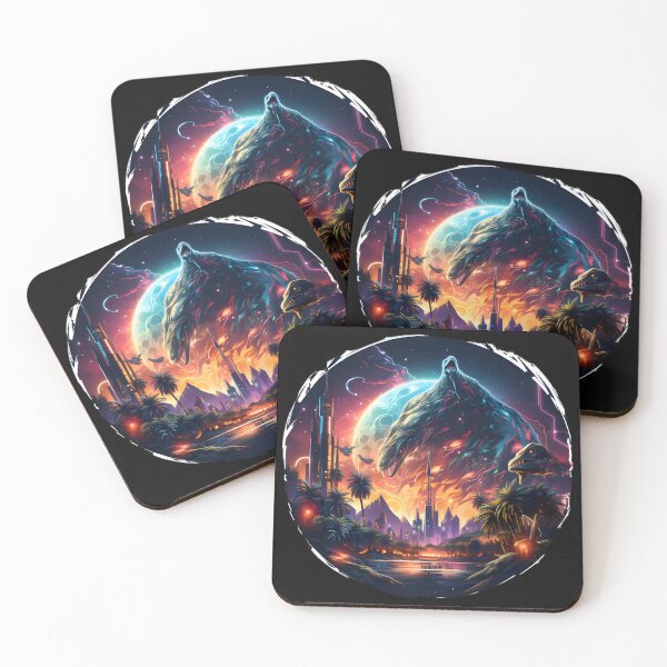Item preview, Nebular ethereal futuristic city with dinosaurs designed and sold by AI-Only Creations.