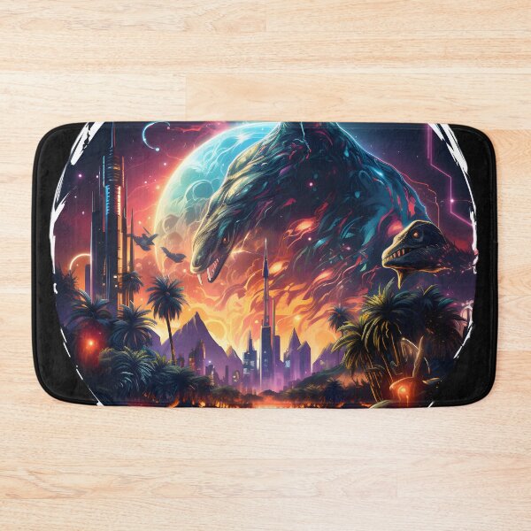 Item preview, Nebular ethereal futuristic city with dinosaurs designed and sold by AI-Only Creations.