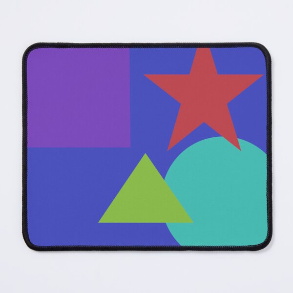 Item preview, Blue Square with inserted purple square, orange star, green triangl, turquoise circle, minimalistic. designed and sold by Barbara Burgess.