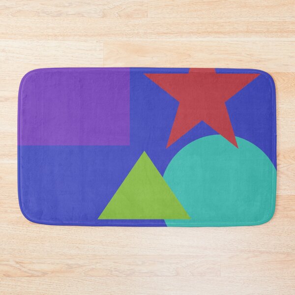 Item preview, Blue Square with inserted purple square, orange star, green triangl, turquoise circle, minimalistic. designed and sold by Barbara Burgess.