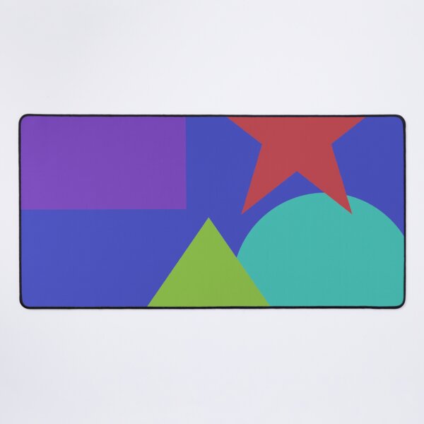 Item preview, Blue Square with inserted purple square, orange star, green triangl, turquoise circle, minimalistic. designed and sold by Barbara Burgess.