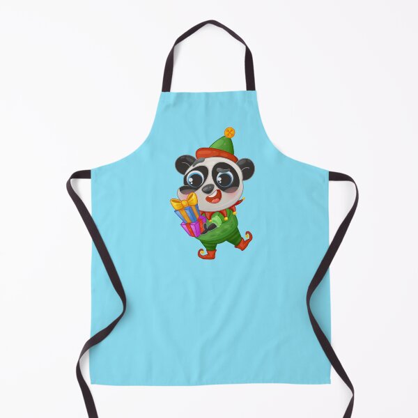 Item preview, panda in an elf costume with a gift designed and sold by Folomkina-store.