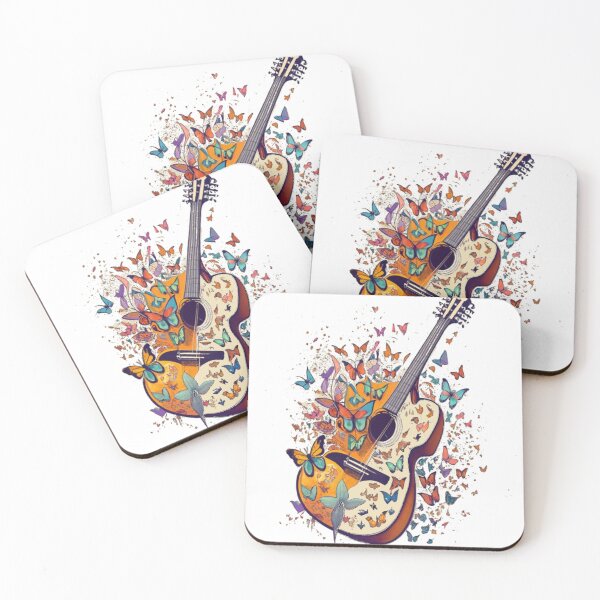 Item preview, acoustic guitar with butterflies art designed and sold by unicornunicorn.