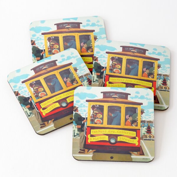 Item preview, San Francisco Cable Car Vintage Travel Poster designed and sold by Kirkhamdesigns.