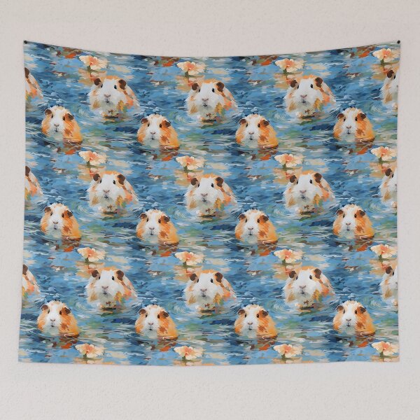 Item preview, Impressionist Guinea Pigs Amongst Water Lilies (large pattern) designed and sold by the-lamplighter.