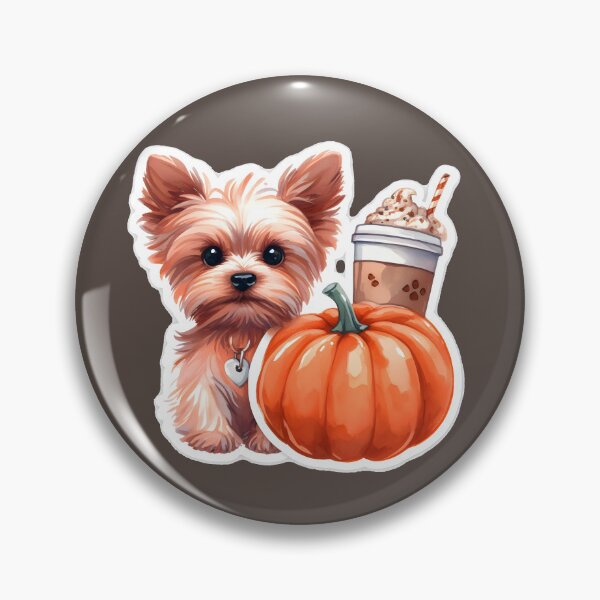 Item preview, A cute yorkie with a pumpkin spice latte with whipped cream and a pumpkin designed and sold by shirtsmugslife.