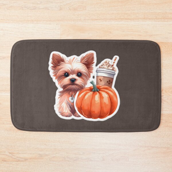 Item preview, A cute yorkie with a pumpkin spice latte with whipped cream and a pumpkin designed and sold by shirtsmugslife.