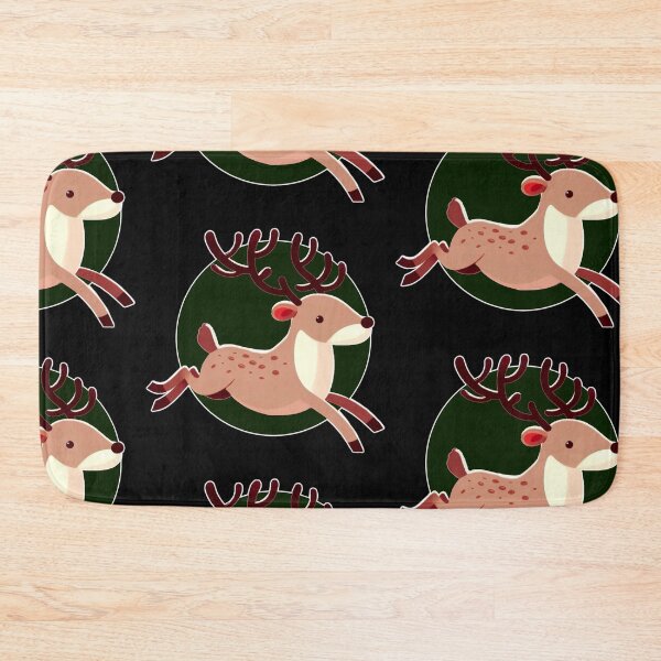 Item preview, Christmas Delivery Deer - Galloping Reindeer with Dark Green Background designed and sold by Star-Fragment.