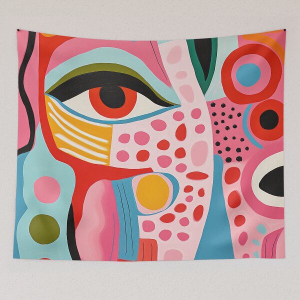 Item preview, Mid Century Modern Funky Illustration of Eye and Abstract shapes designed and sold by GulDesignCo.