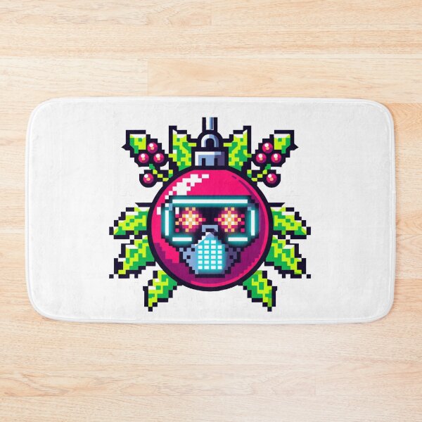 Item preview, Quirky 8-bit Cyberpunk Ornament with Neon Lights designed and sold by PixelPunkster.