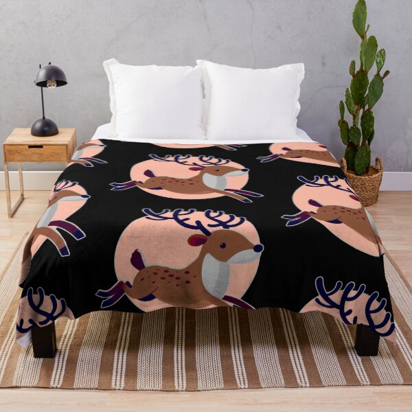 Item preview, Dark Brown Christmas Delivery Deer - Galloping Reindeer with Peach Background designed and sold by Star-Fragment.