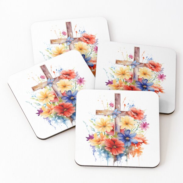 Item preview, Watercolor Christian cross art print designed and sold by dcrc.