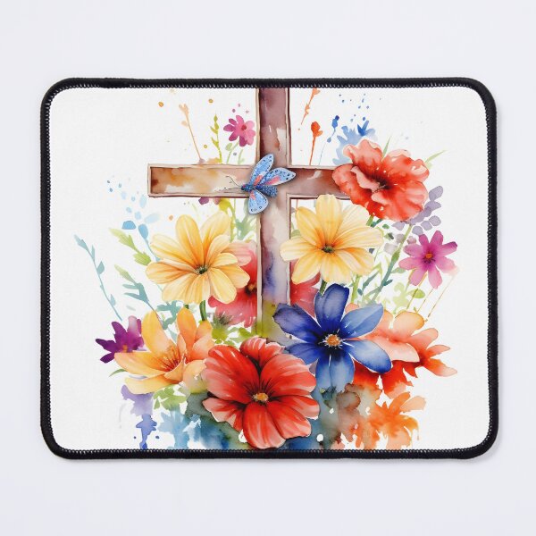 Item preview, Watercolor Christian cross art print designed and sold by dcrc.