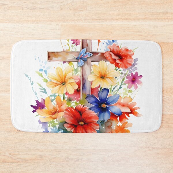 Item preview, Watercolor Christian cross art print designed and sold by dcrc.