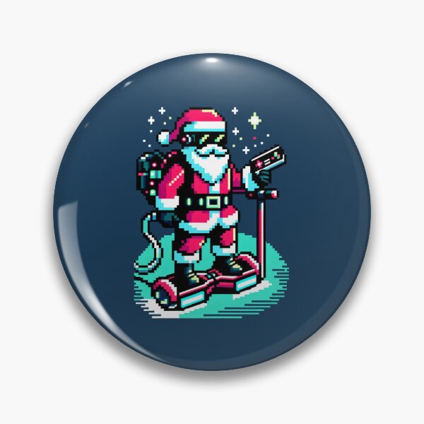Item preview, 8-bit Pixel Art Cyberpunk Santa Claus with Neon Outfit designed and sold by PixelPunkster.