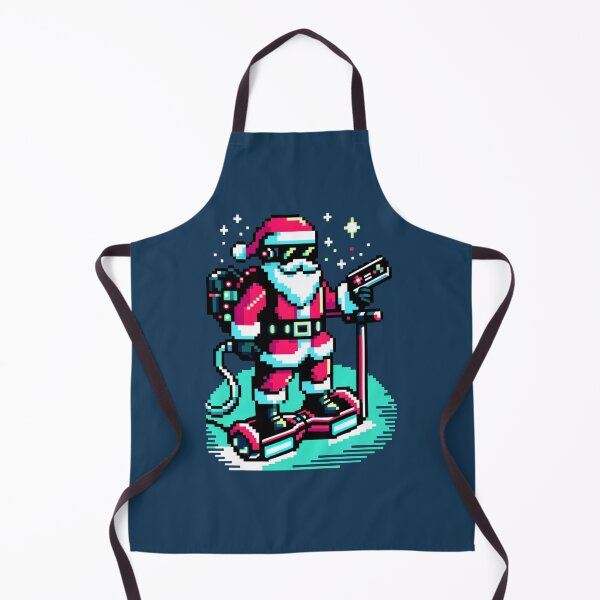 Item preview, 8-bit Pixel Art Cyberpunk Santa Claus with Neon Outfit designed and sold by PixelPunkster.