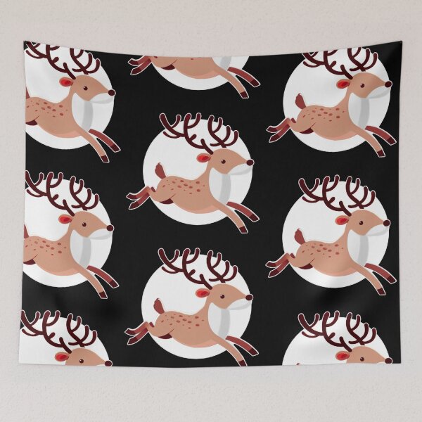 Item preview, Santa’s Reindeer - Galloping Reindeer with White Background designed and sold by Star-Fragment.