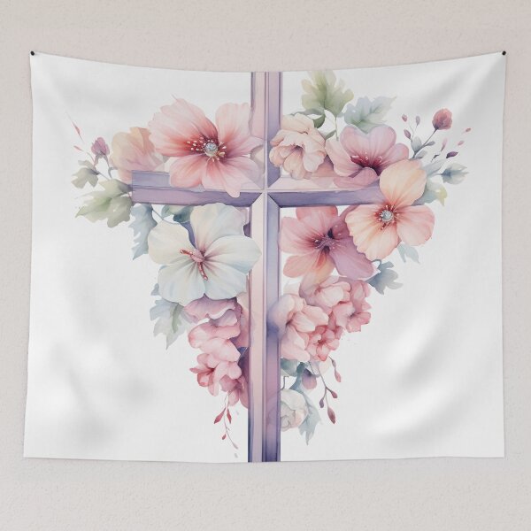 Item preview, watercolor christian cross art print designed and sold by dcrc.